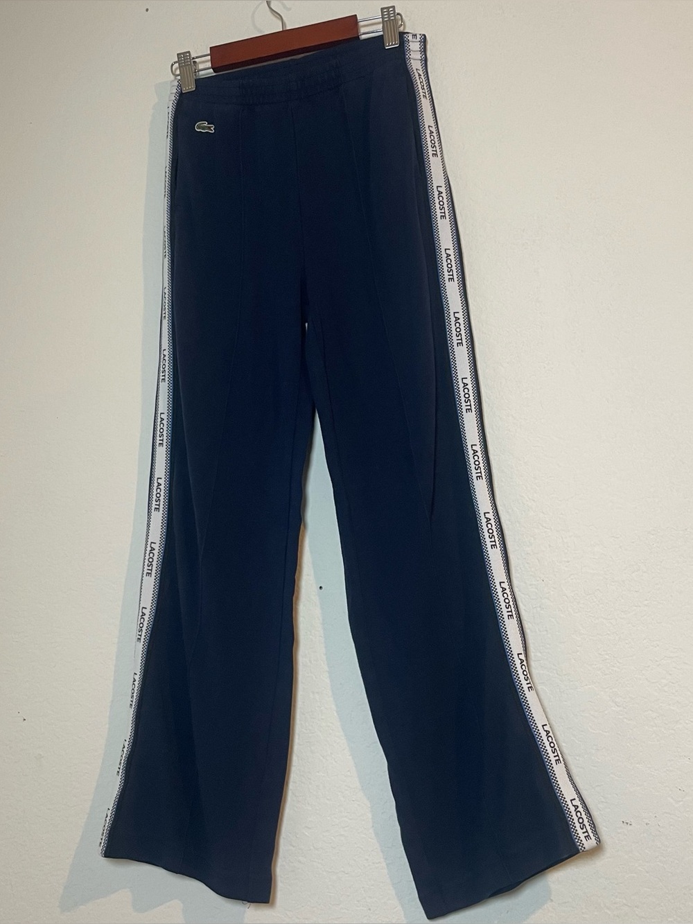 Lacoste Kids Girls Navy Logo Side Tape Track Pants Size 12Y 152cm Athletic